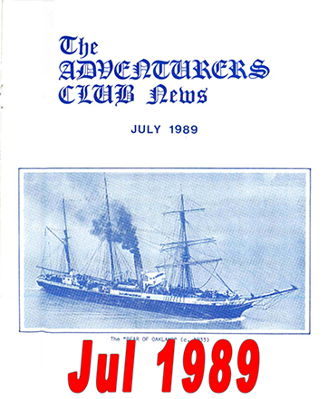 July 1989 Adventurers Club News Cover